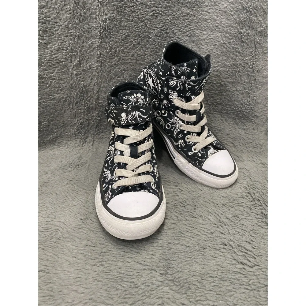 Converse Chuck Taylor Kids Dinosaurs High Top Sneakers Black White Size 13
